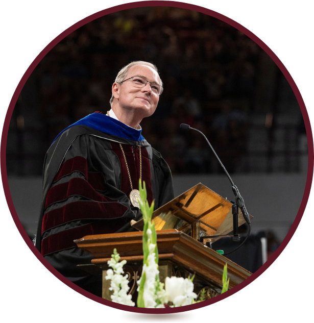 MSU President Mark Keenum awarding degrees to graduates at the Spring 2022 Commencement Ceremony